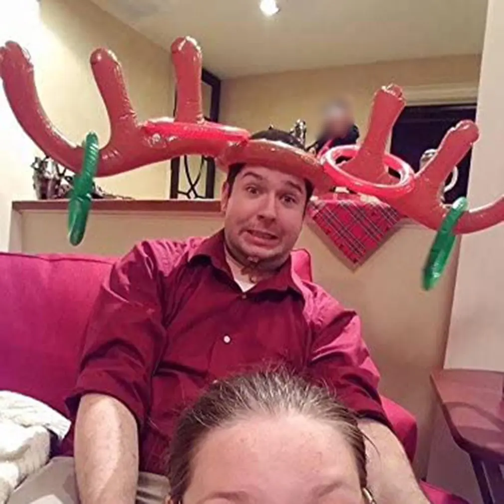 Надувной Санта прикольная оленей рогатый Олень голова кольцо для шляпы бросить