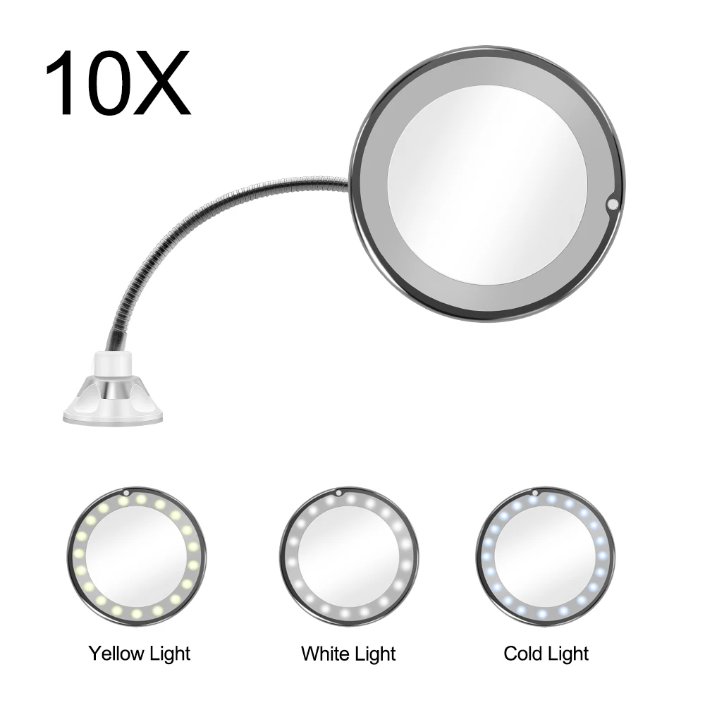 10X Three light 02 Зеркало для макияжа зеркало с подсветкой зеркало с подсветкой для макияжа зеркальце зеркала зеркало увеличительное зеркало косметическое светодиодное зеркало для макияжа зеркало увеличительное 10х зеркало на присоске - Цвет: 10X Three light 02