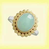 trendy beautiful sunflower light green oval silver color alloy female ring for women girl party jewelry accessories