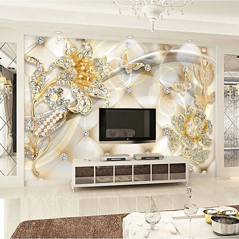 

European Style Creative Wallpaper Noble Jewelry Background Wall Decoration Painting 3D Sticke Tapety Papel De Parede 3D Sala