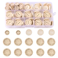 150pcsbox 152025mm painting 2 hole wooden bead buttons diy handmade art scrapbook sewing clothing button accessories