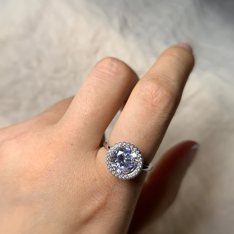 Женские кольца ANGELFRIGG из настоящего серебра 925 пробы с прозрачными круглыми