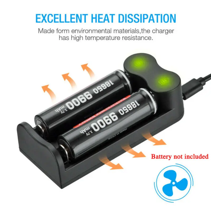 

2Slot 26650 18650 16340 Li-ion Batteries 3.7V USB Rechargeable Battery Charger 6