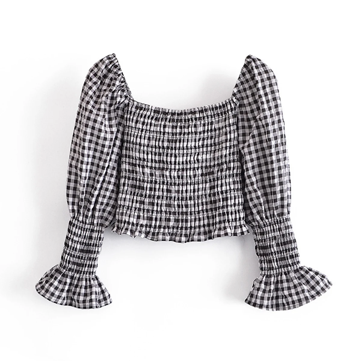

Sexy Scoop Neck Polyester Long Sleeve Crop Length Blouses DLSY265