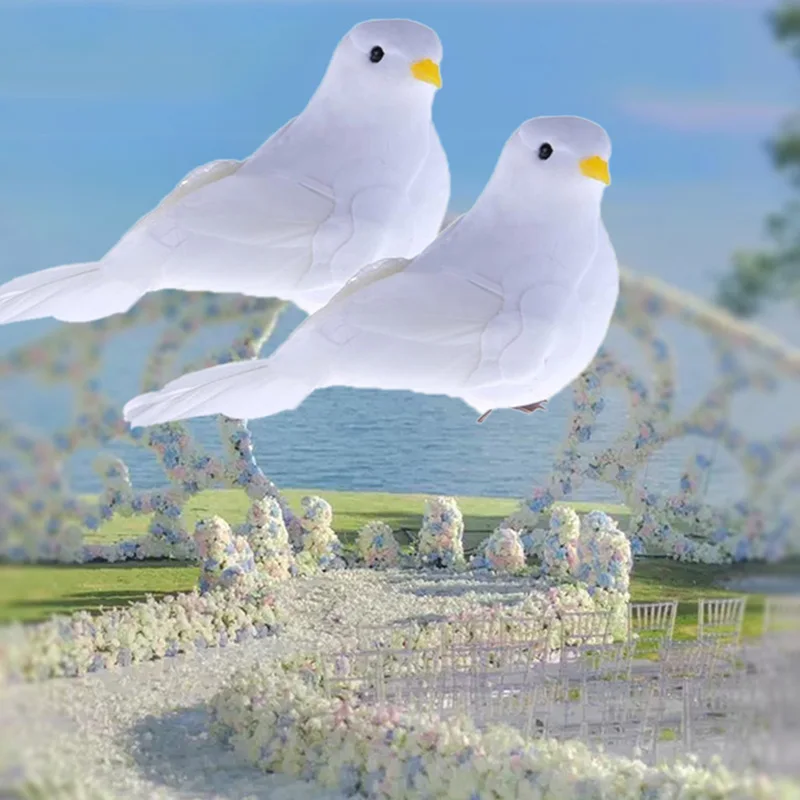 1pc Artificial Foam Feather Dove Decorative White Mini Bird magnet Craft Birds Simulated Doves Art Retro Photo Props | Дом и сад