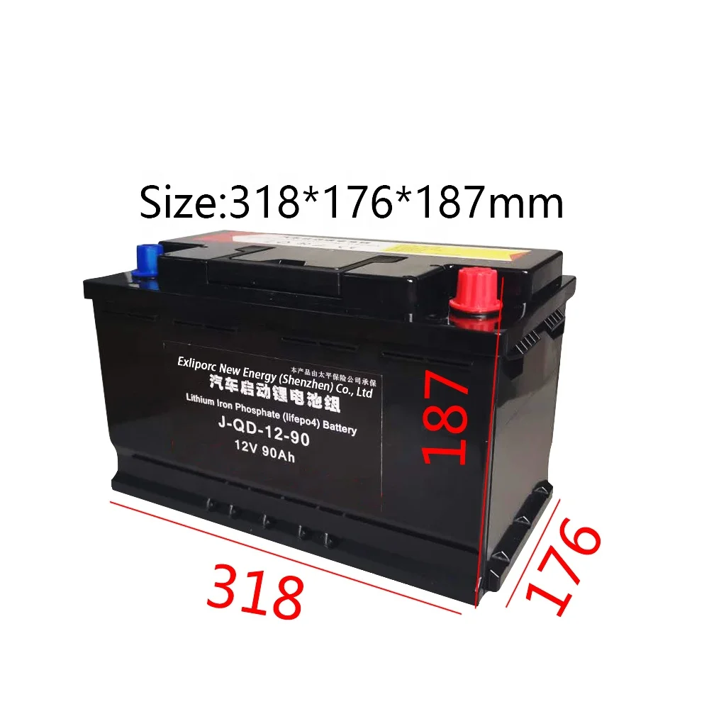 

EXLIPORC Deep Cycle Rechargeable Lithium ion Battery 12V 90Ah Solar Energy Storage Battery Auto Start LiFePO4 Battery