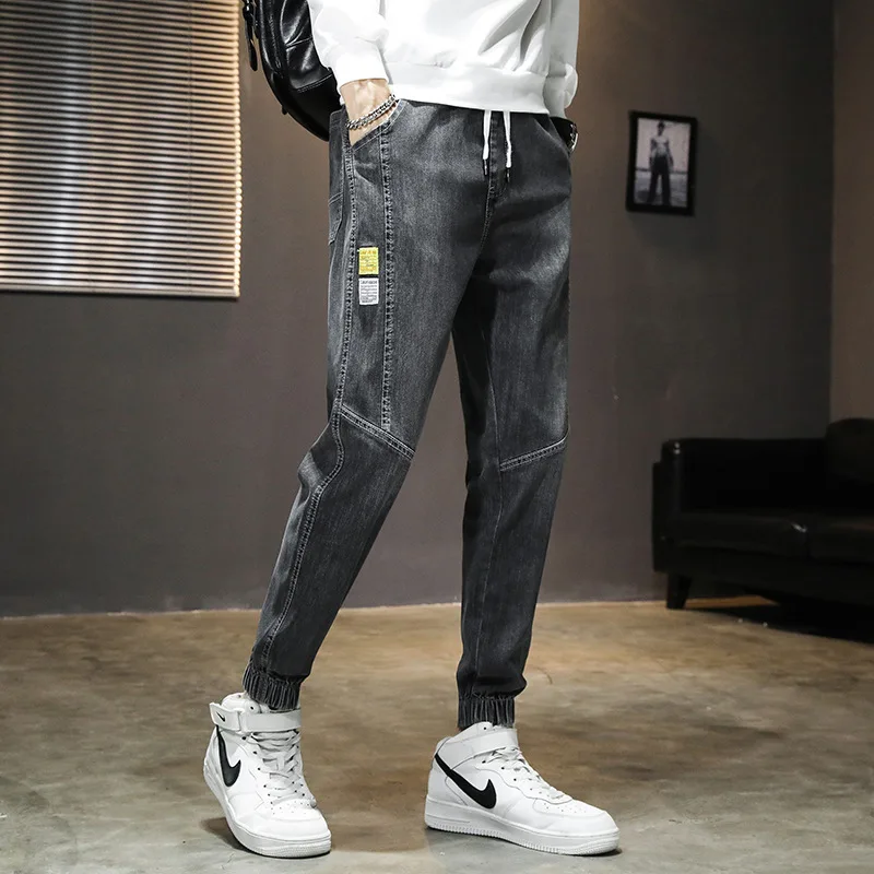 Plus Size Jeans Men's Fashion Loose Stitching Jeans 2021 Fall Winter Casual Cargo Jeans Jogger Jeans for Men Streetwear S-5XL