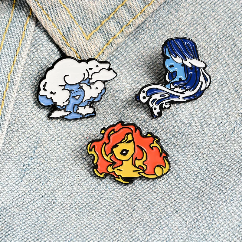 

1 piece creative cartoon badge "Girl of the Sea Wind and Fire", clothing backpack decoration jewelry lapel pin cardigan button