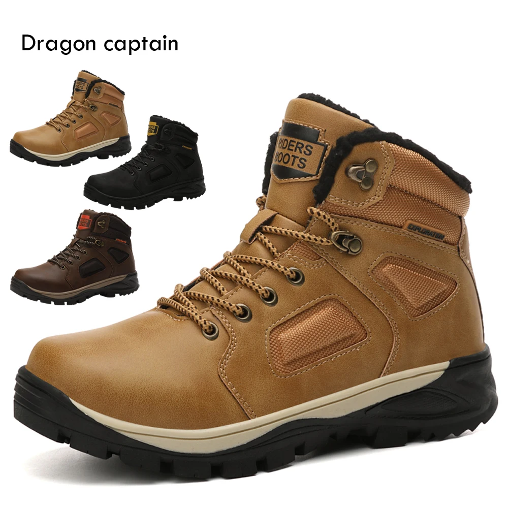 Мужские ботинки мартинсы Dragon captain теплые кожаные сапоги с высоким берцем