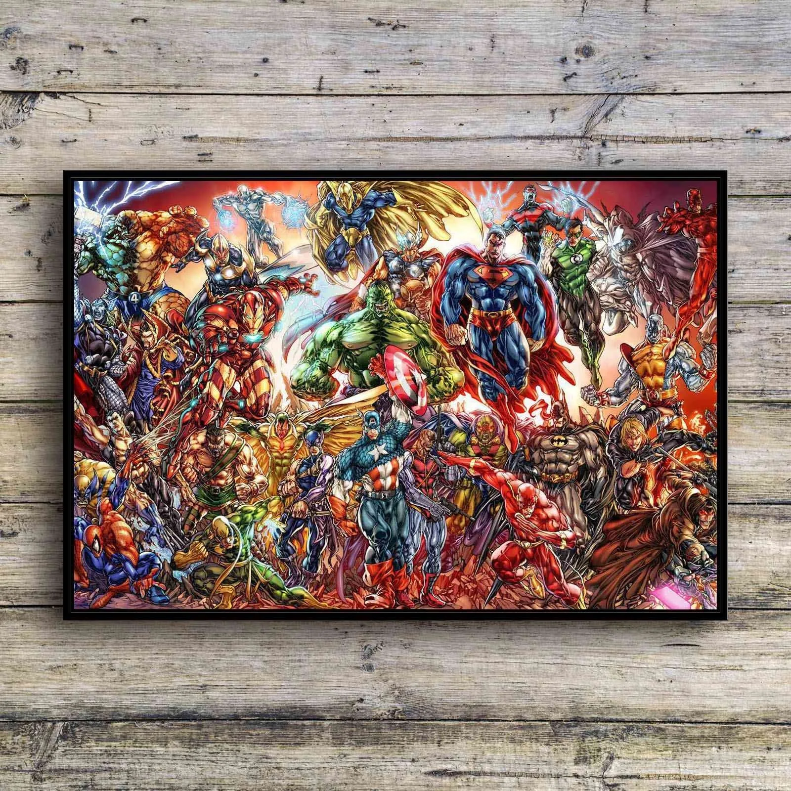 2 Декоративная картина с героями Marvel, Мстители, Супермен, Человек-паук, Тор, Настенная настенная живопись на холсте, настенная живопись, Quadro - Цвет: 2