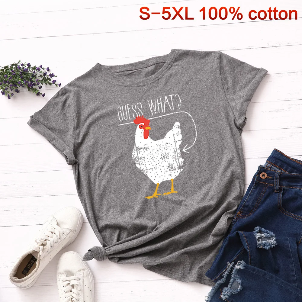 S-5XL 100% хлопок Женская Футболка Harajuku летняя Милая футболка с принтом петуха