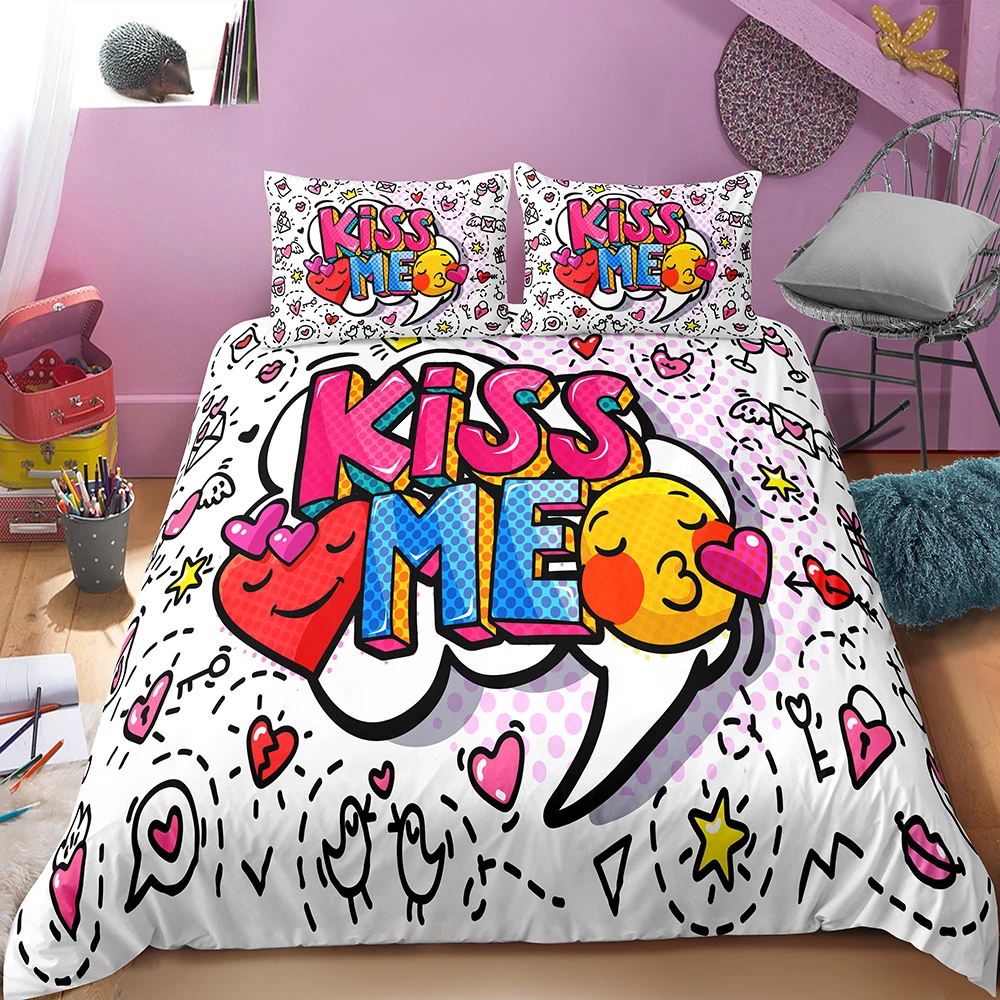 Пододеяльник Kiss me Lips постельные принадлежности в стиле комиксов поп арт