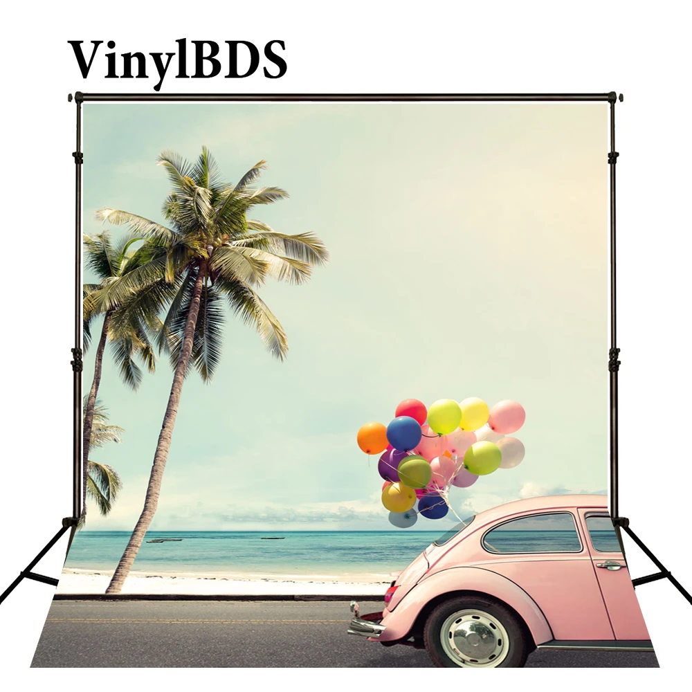 

VinylBDS 10x10 футов Globos и кокосовое дерево фоны розовый Новорожденный Фотография фотосессия для фотостудии