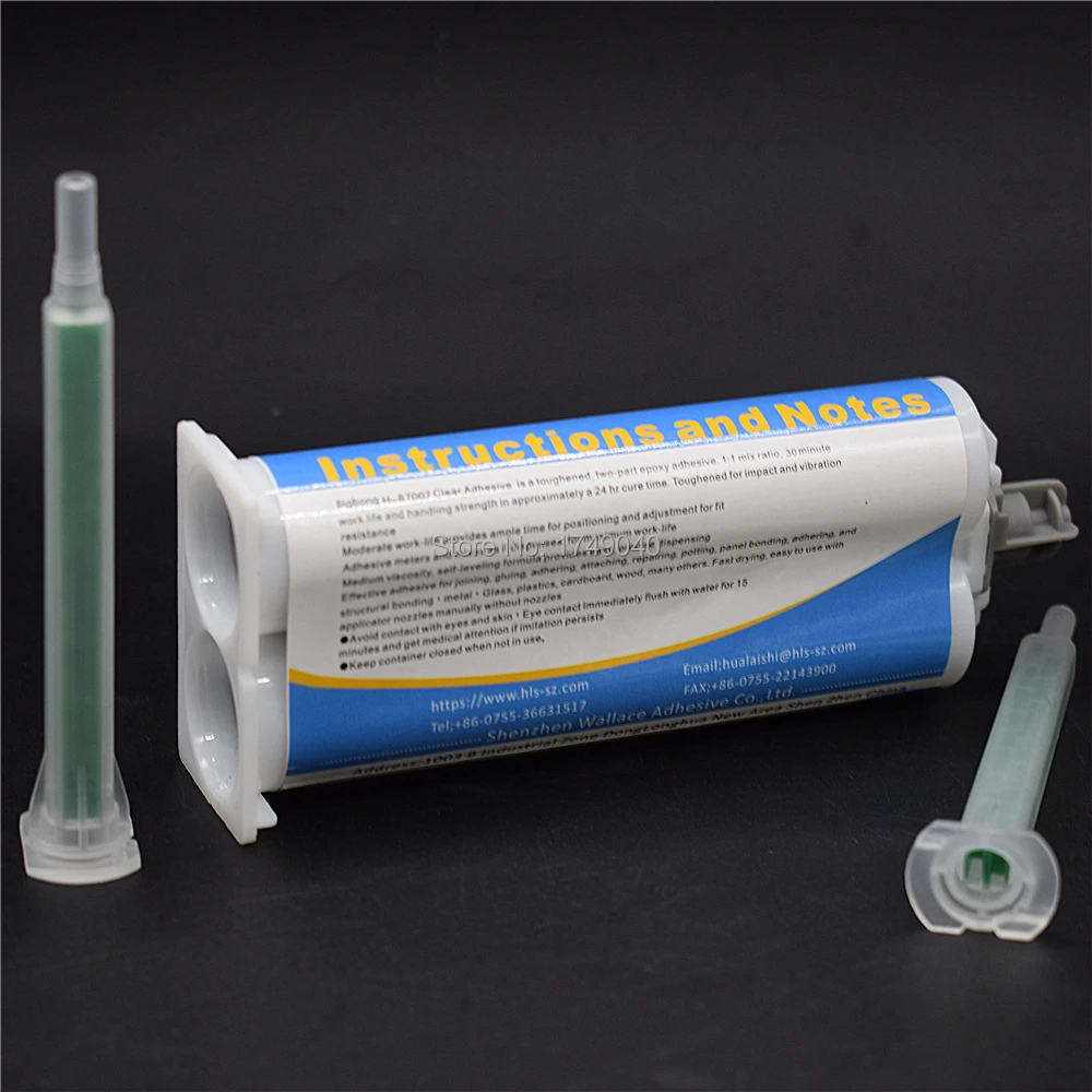 5pc Epoxy Resin Adhesive Glue 50ml Strong Adhesives 1:1 Two Component Transparent AB Glues Set with 10pcs Static Mixing Nozzles |