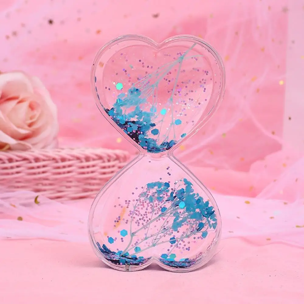 Прозрачные Акриловые песочные часы вверх и вниз любовь форма цветок жидкий