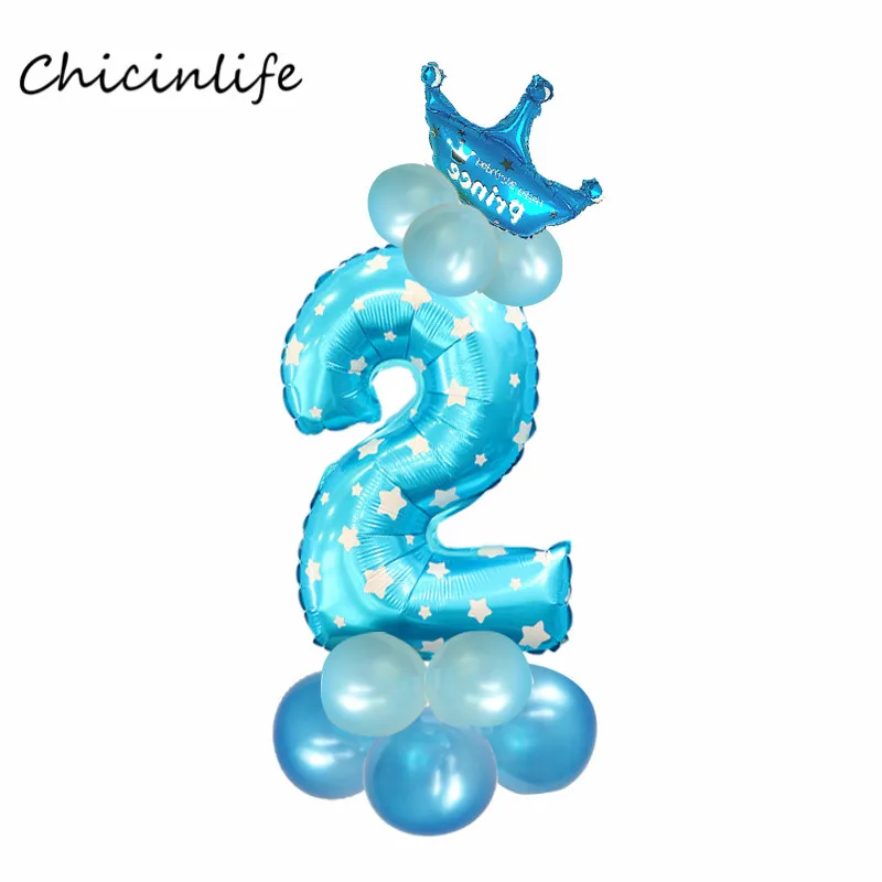 Chicinlife мальчик девочка 2 3 фольгированный шар с днем рождения воздушные шары 2 3 года День Рождения украшения Дети День Рождения Декор - Цвет: blue 2