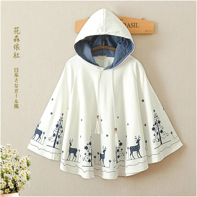 

2021Cloak Outerwear Women Autumn Animal Print Hooded & Sweatshirts Bat Sleeve Coat Cotton Casual Girls Pullovers Outwears A43