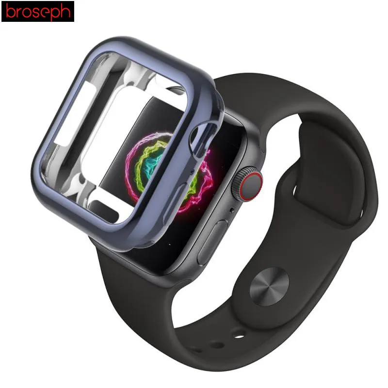 Протектор экрана для Apple Watch 4 band 40 мм 44 мм покрытие из ТПУ защитный корпус чехол рамка для iwatch 4 аксессуары для часов - Цвет: Gun