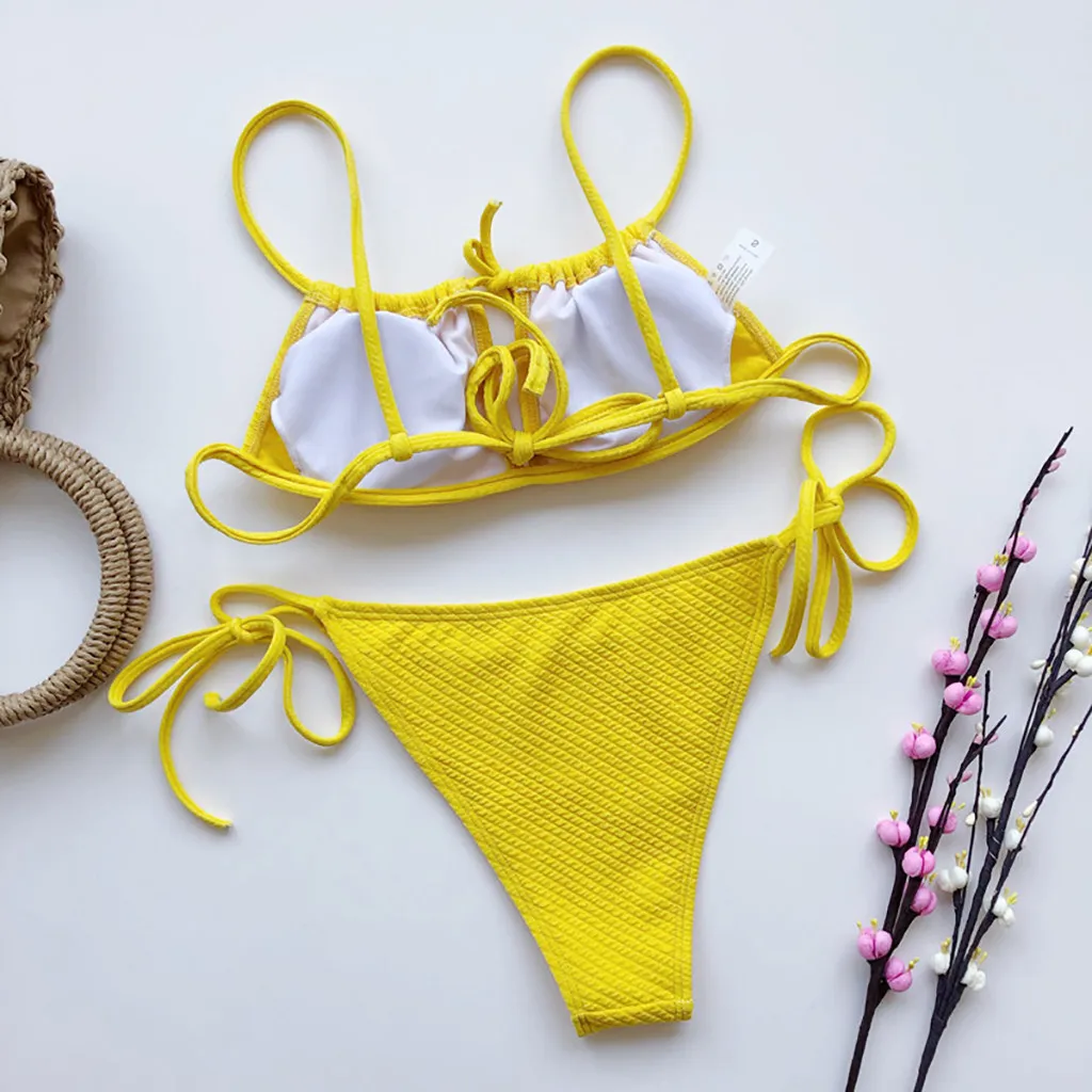 Swimming Suit 2020 Women's Bikini Solid Set Swimsuit Two Piece Filled Bra Swimwear Beachwear Biquini Maillot De Bain Femme | Женская