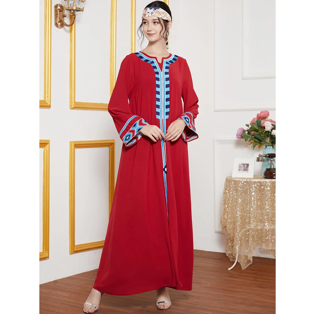 

New Muslim Women Maxi Dress Embroidery Kaftan Turkish Jilbab Dubai Robe Moroccan Caftan Islamic Clothing Arab Party Gown Ramadan