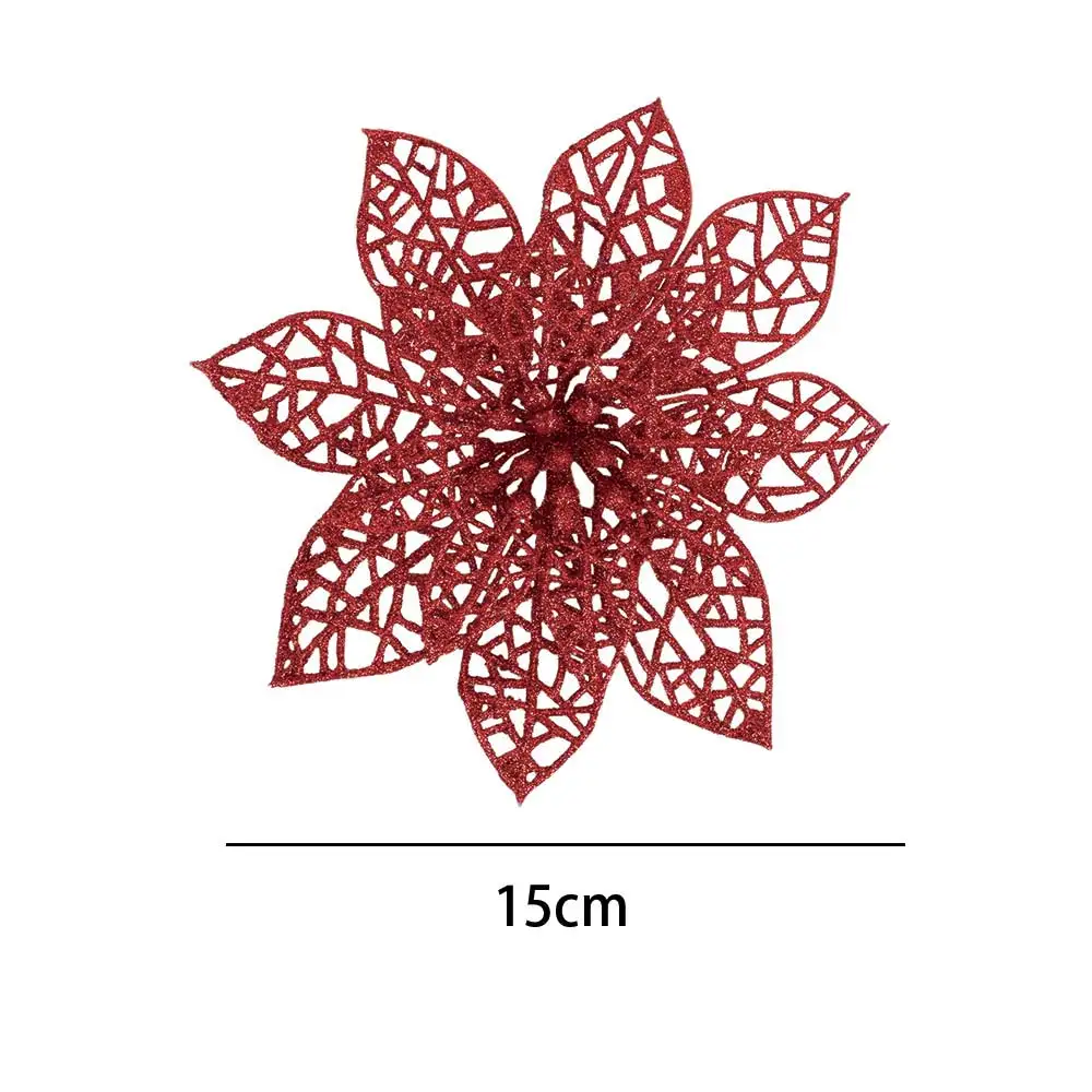 Блестящие искусственные Полые Цветы Рождественская елка украшения для