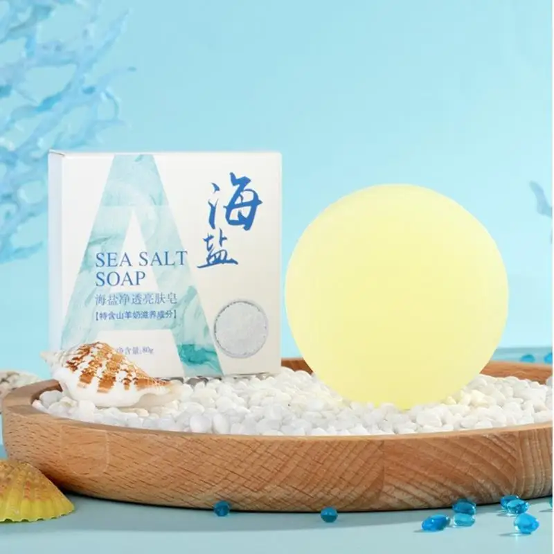 

1pcs Goat's Milk Sea Salt Soap Mite Remove Essential Oil Soap Oil Control Facial Soap gift soap صابون طبيعي