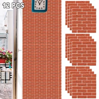 12pcs 3d wall tile stickers red brick pattern kitchen bathroom self adhesive decor waterproof 30x30cm12 x 12 home decoration