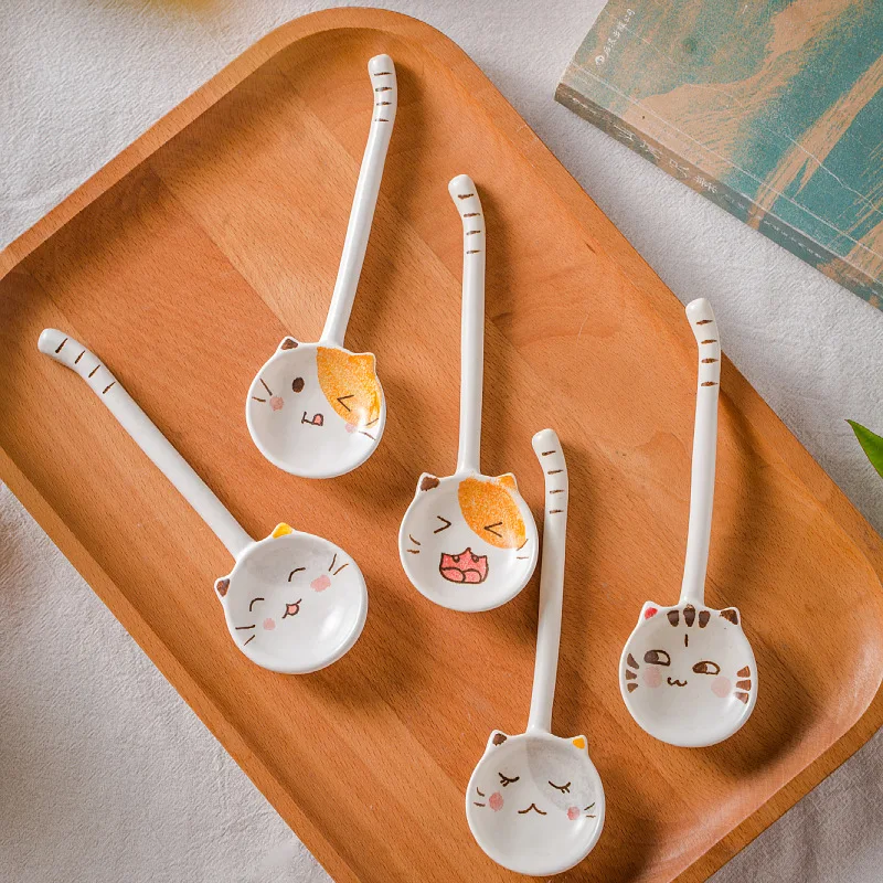 

Creative Hand-painted Fruit Ceramic Spoon Cartoon Animal Dessert Coffee Spoons Children Eating Spoon Kitchen Stirring Tools