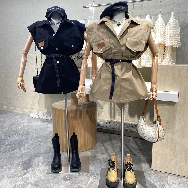 

New 2021 Cool Fashion Straight Work Vest Personality And Versatile Jacket Shirt Loose Net Red Small Label Lapel Vest