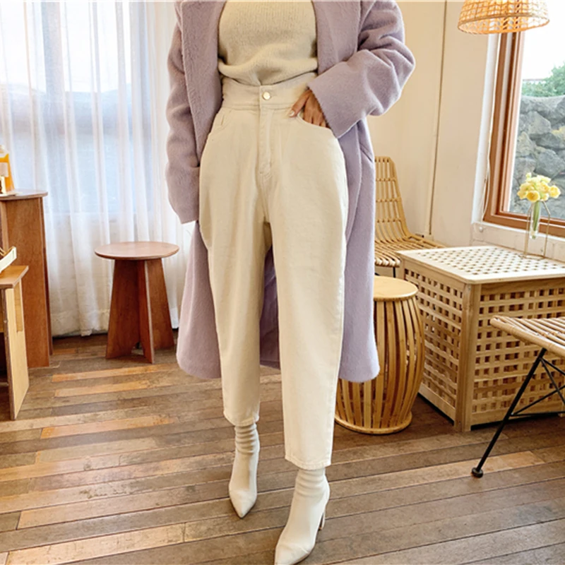 Джинсы женские с широкими штанинами повседневные свободные штаны из денима