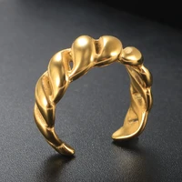 zmfashion women weaving twisted gold color wedding rings index finger simple knotted ring stainless steel jewelry wholesale gift