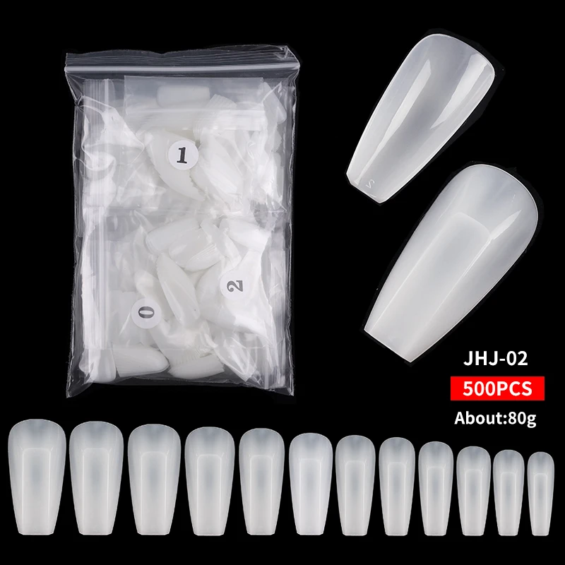 

500Pcs Full Cover Press On Nail Tips Stiletto Almond Square Coffin French False Fake Soak Off Gel Nail Extension Tips Capsule