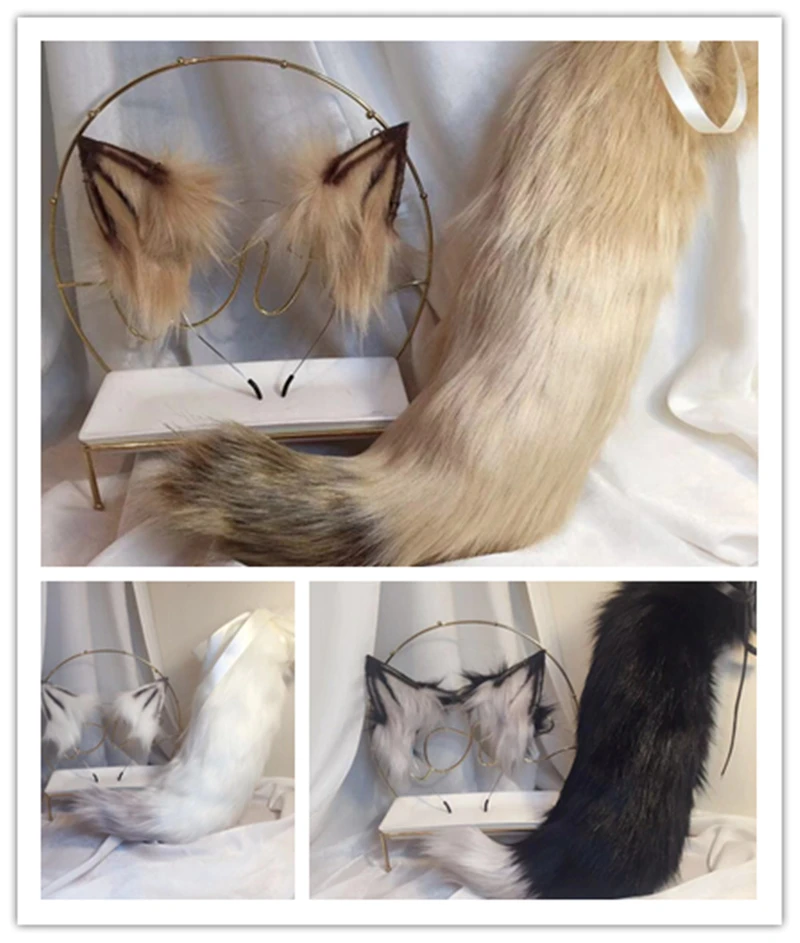 3 цвета новинка ручная работа волк аниме зверь ухо хвост кошка лиса уши обруч