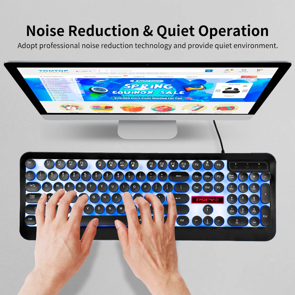 USB Проводная игровая клавиатура в стиле стимпанк 104 клавиш с подсветкой ретро