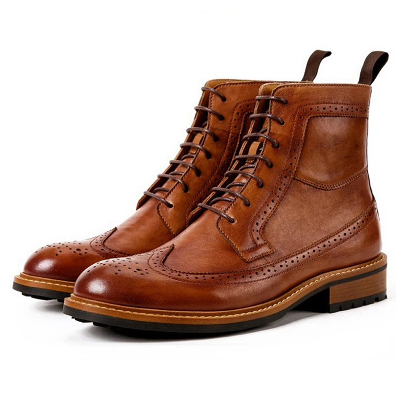 Винтажные Дизайнерские Мужские ботинки в стиле милитари для верховой езды из