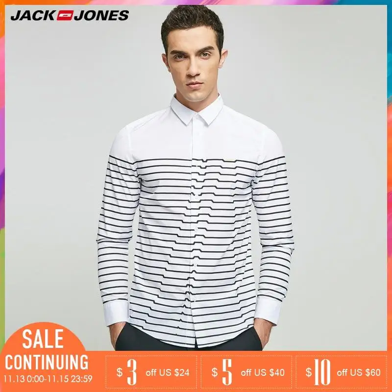 Jack Jones Бренд 2018 Новинка Мужкая Рубашка с Хлопка 100% Нательный и Тонький Модель