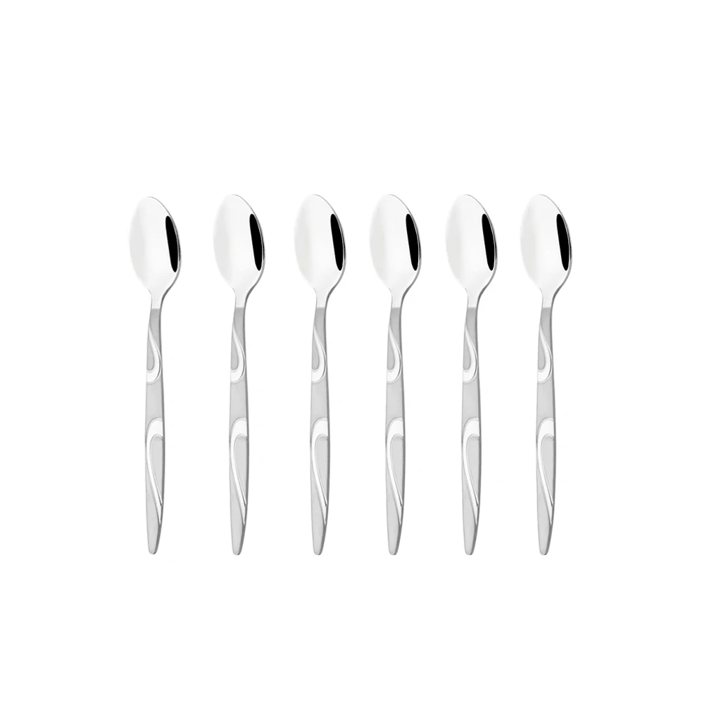 

Western Silver 18/10 Stainless Steel Set 6pcs Coffee Spoon Vintage Dinnerware 7 Accessorie Spoons Fork Tableware for Kitchen Set