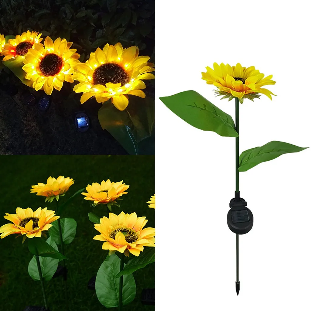 Шестые Напольного Солнечного света Sumflower сад Двор лужайка ландшафт Lamp 2 ПК Led