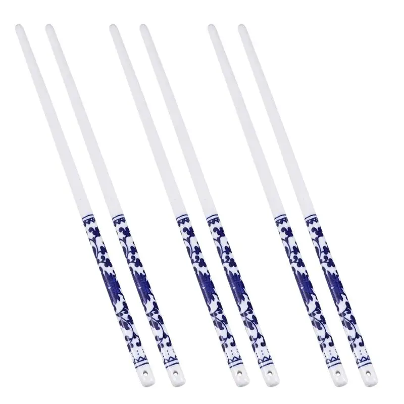 

10 Pairs Blue And White Porcelain Chopsticks Ceramic Long Chopstick Chinese Style Tableware For Home Restaurant Kitchen Supplies