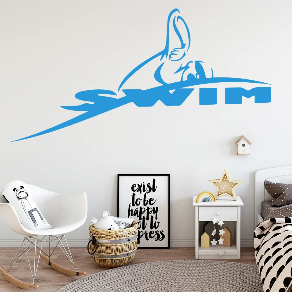Забавные плавательные домашние украшения настенные наклейки из ПВХ домашний