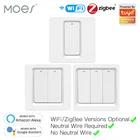 Умный кнопочный переключатель Moes ZigBee, Wi-Fi, без нейтральной необходимости, приложение Tuya Smart Life, Голосовое управление Alexa Google Home, 23 Way, EUUK