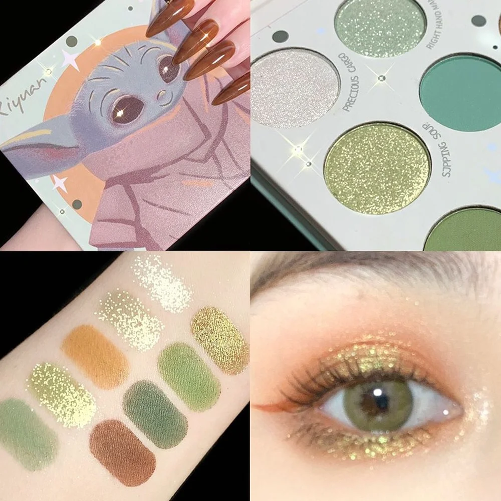 

Xiyuan Мультяшные 9-цветные тени для век, тонкая пудра, легко наносится для начинающих, нелетающая пудра, жемчужный матовый стойкий макияж глаз