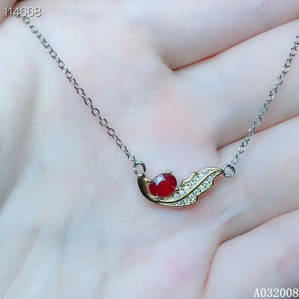 

KJJEAXCMY fine jewelry 925 Silver inlaid Natural ruby Gemstone lovely necklace ladies pendant support check