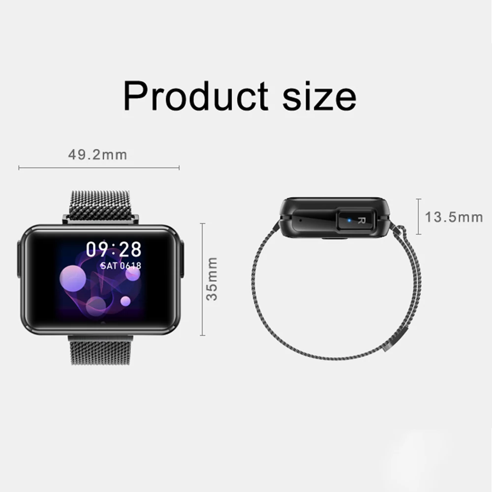 

TWS Wireless Smart Watch Men Sport Bluetooth Earphones Heart Rate Monitor Touch Screen Smart Watch Electronic Items Present
