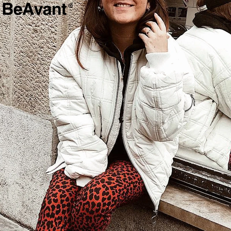 BeAvant модная клетчатая теплая белая парка Женская Повседневная с длинным рукавом