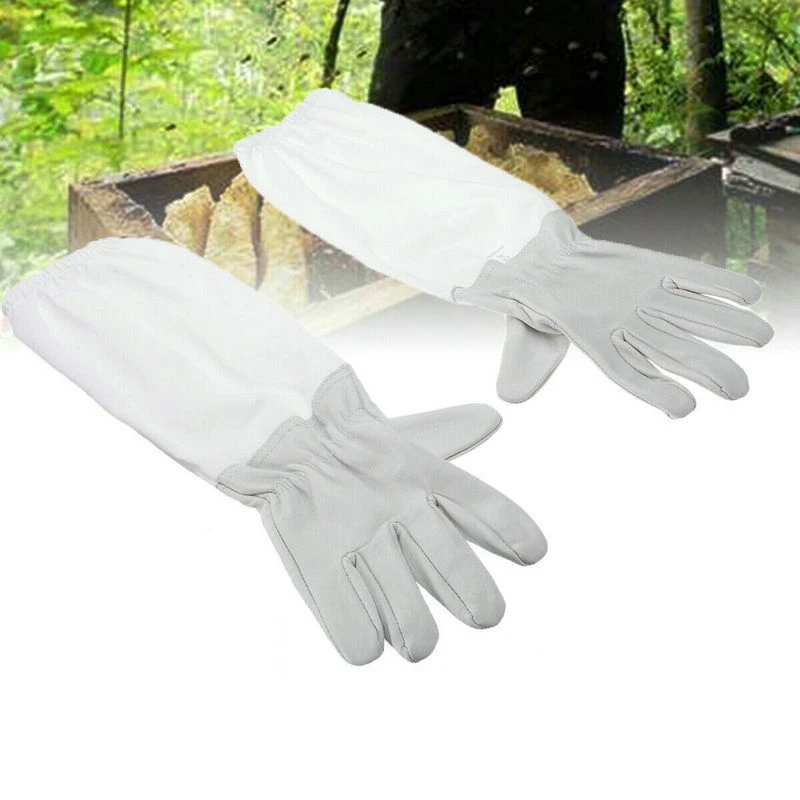 

1 Pair Goatskin Protective Beekeeping Gloves Bee Keeping & Vented Long Sleeves XXL