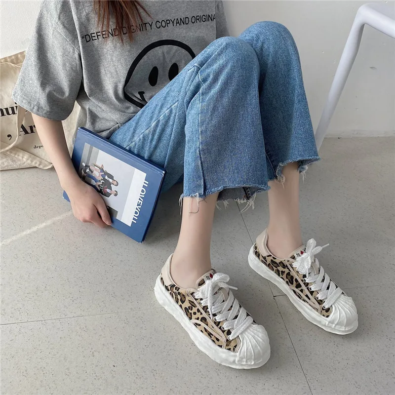 

Women Round Toe Casual Female Sneakers All-Match Flat Shoes Modis Clogs Platform Retro New Dress 2021 Summer Creepers Espadrille