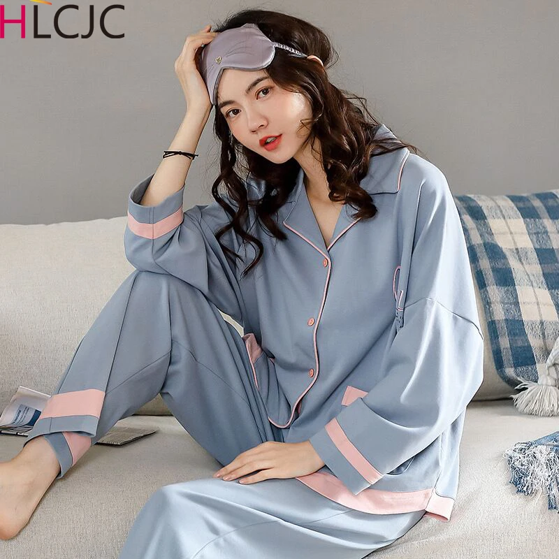 Комплекты женской хлопковой пижамы с длинным рукавом + штаны|Комплекты пижам| |