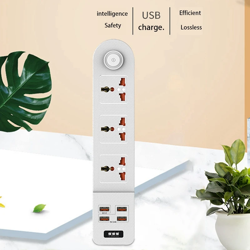 Multi-Function Power Strip Expander 3 Sockets 4 Smart USB Flame-Retardant Square Home | Обустройство дома