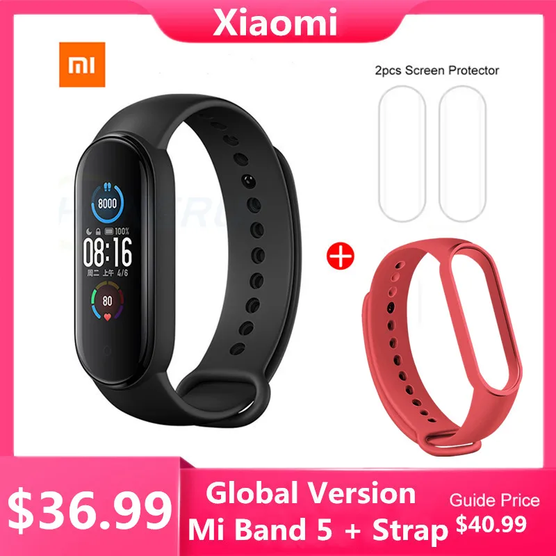 

Global Version Xiaomi Mi Band 5 Bracelet Fitness Tracker Wristband Colorful OLED Screen Waterproof Smart Heart Rate Monitor Band